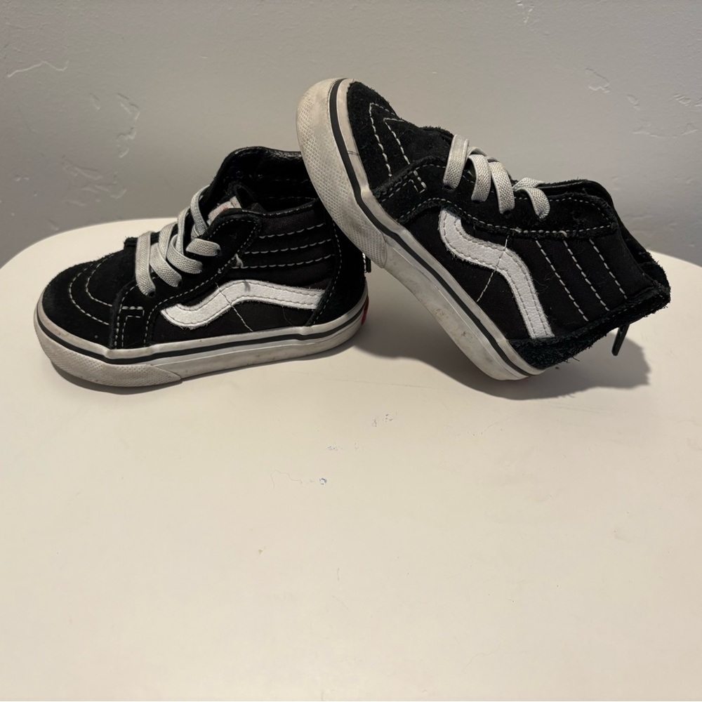 Vans Kids Black and White High-Top Sneakers